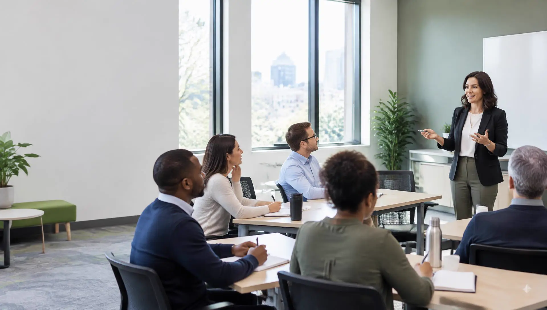 Professional instructor leading a group training workshop